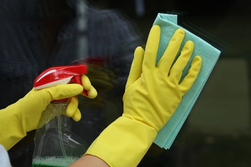 Cleaning staff preparing equipment for a scheduled service