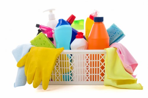 Office cleaning team maintaining desks and shared spaces